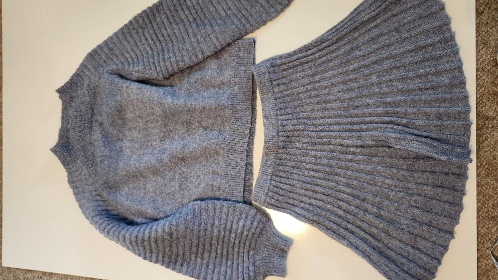 Sofie the Label Gabrielle Knit 2 Piece Set Gray Sweater & Skirt Size M #566